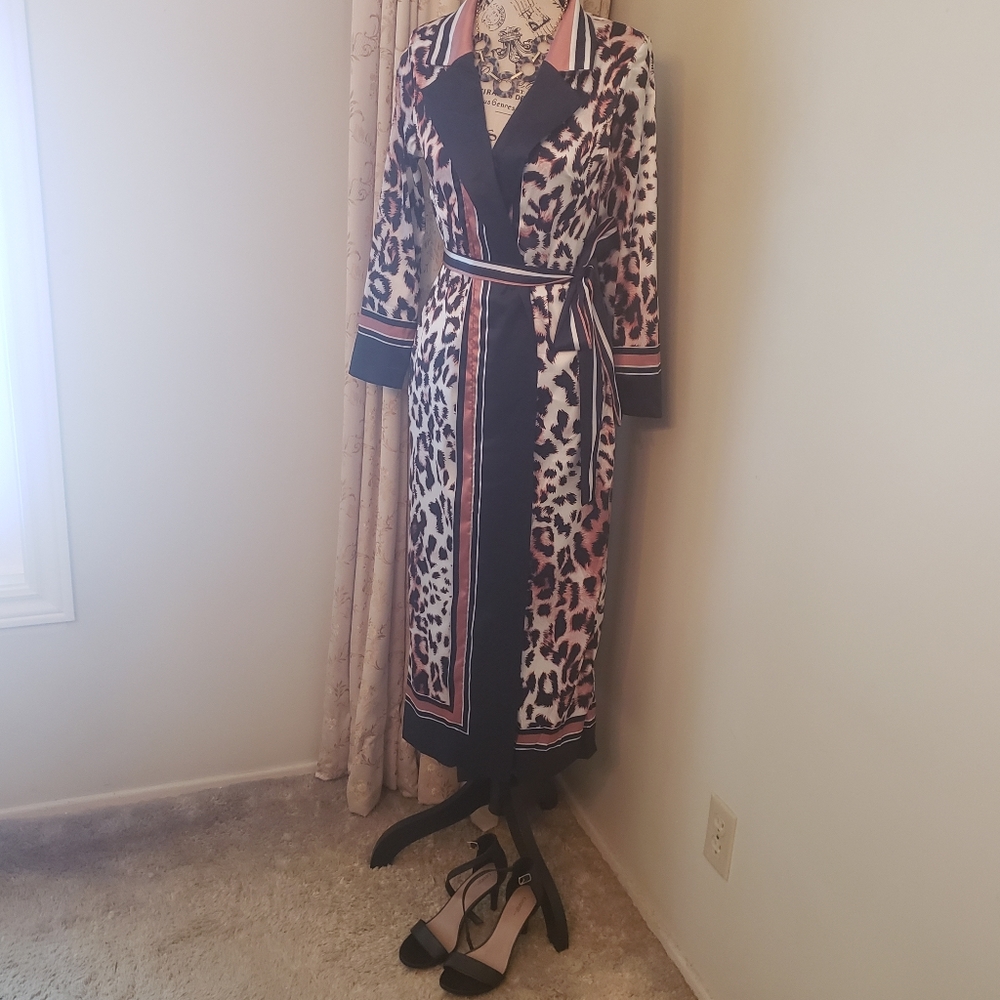 ChicMe Leopard Print Satin Wrap Dress